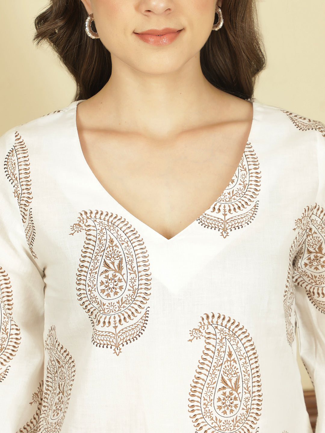 Printed Cotton Long Sleeves Top