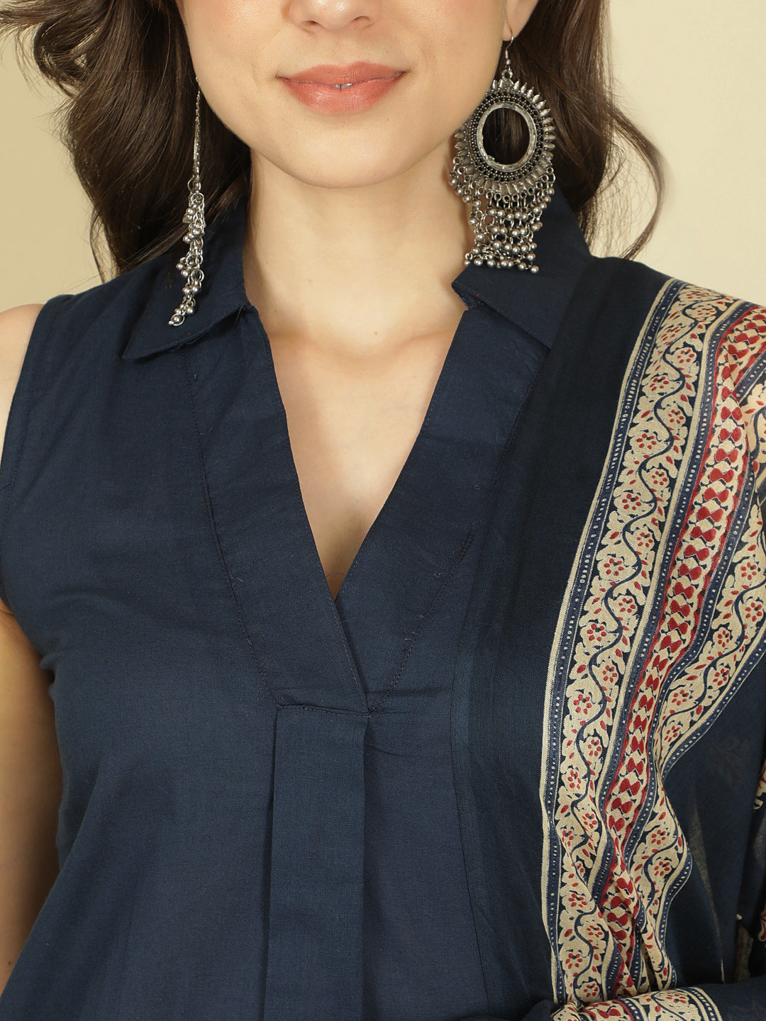 Dyed Pure Cotton Straight Kurta Set With Dupatta