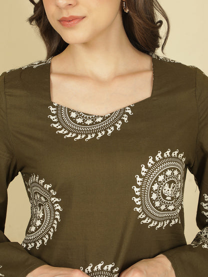 Printed Cotton Long Sleeves Top