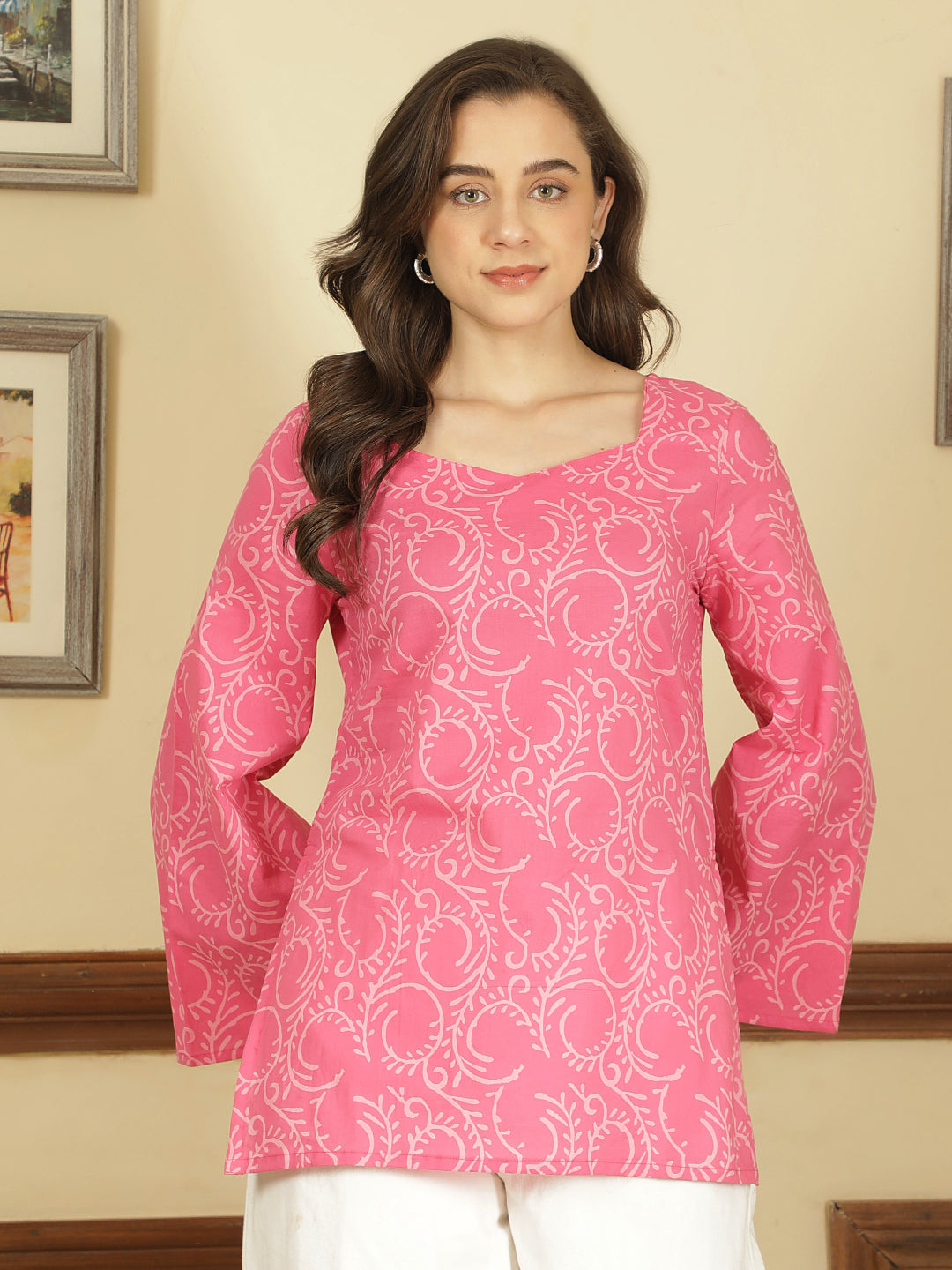 Printed Cotton Long Sleeves Top