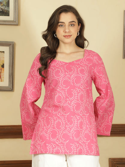 Printed Cotton Long Sleeves Top