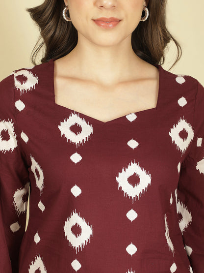 Printed Cotton Long Sleeves Top