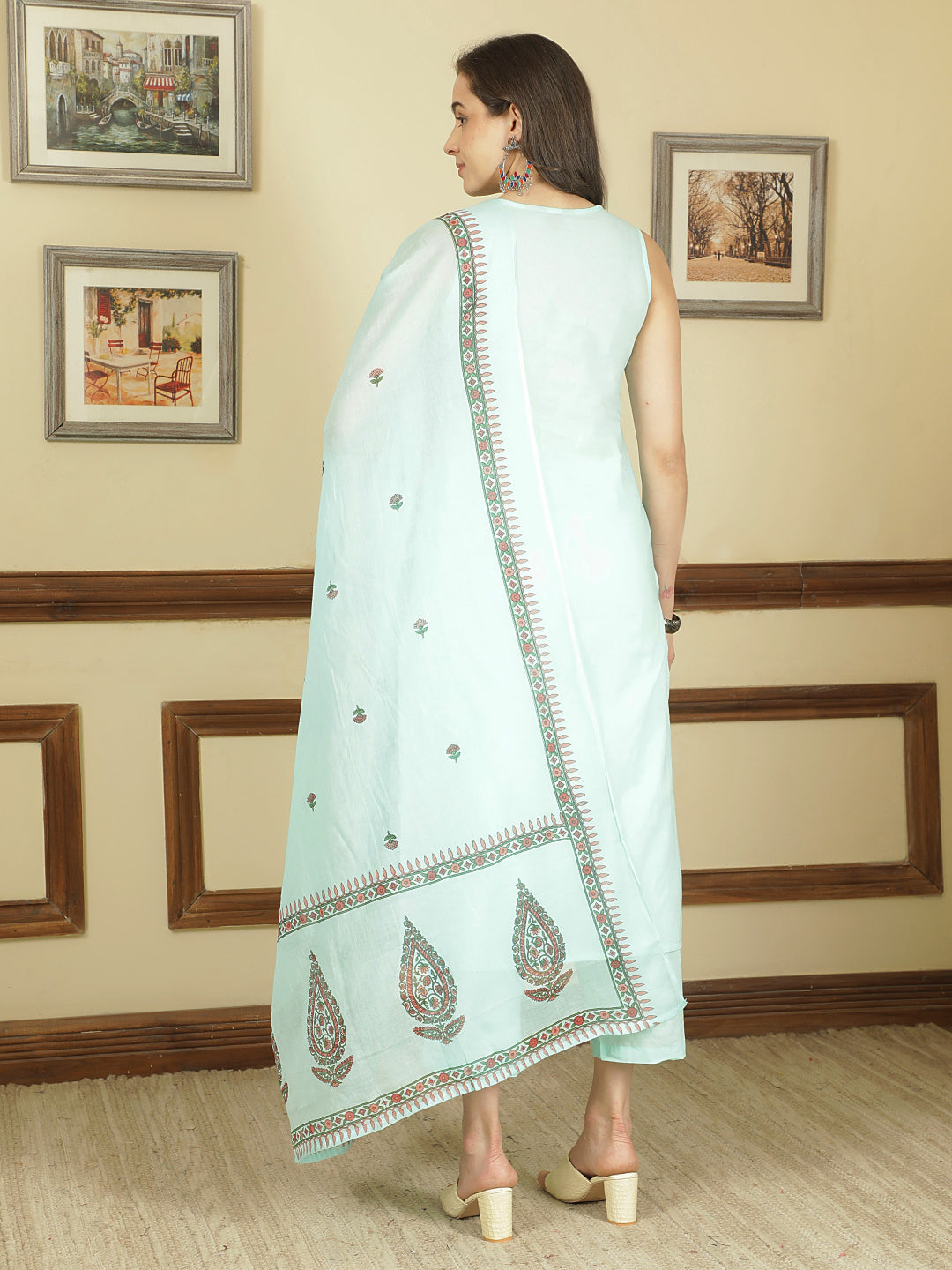 Dyed Pure Cotton Straight Kurta Set With Dupatta