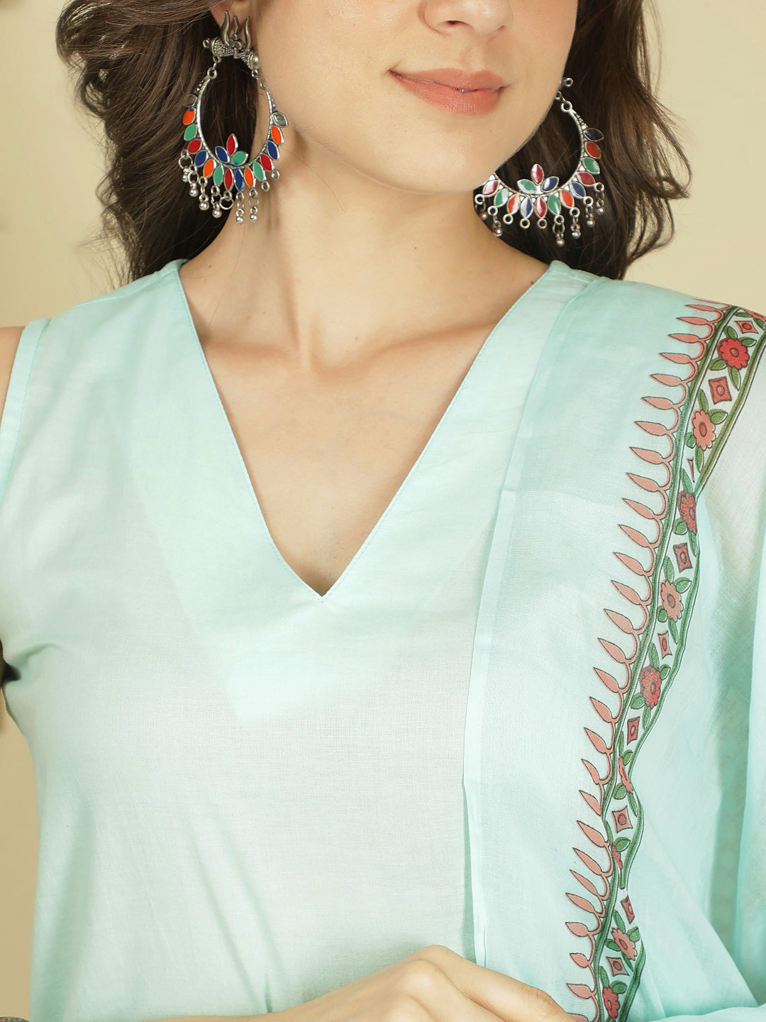 Dyed Pure Cotton Straight Kurta Set With Dupatta