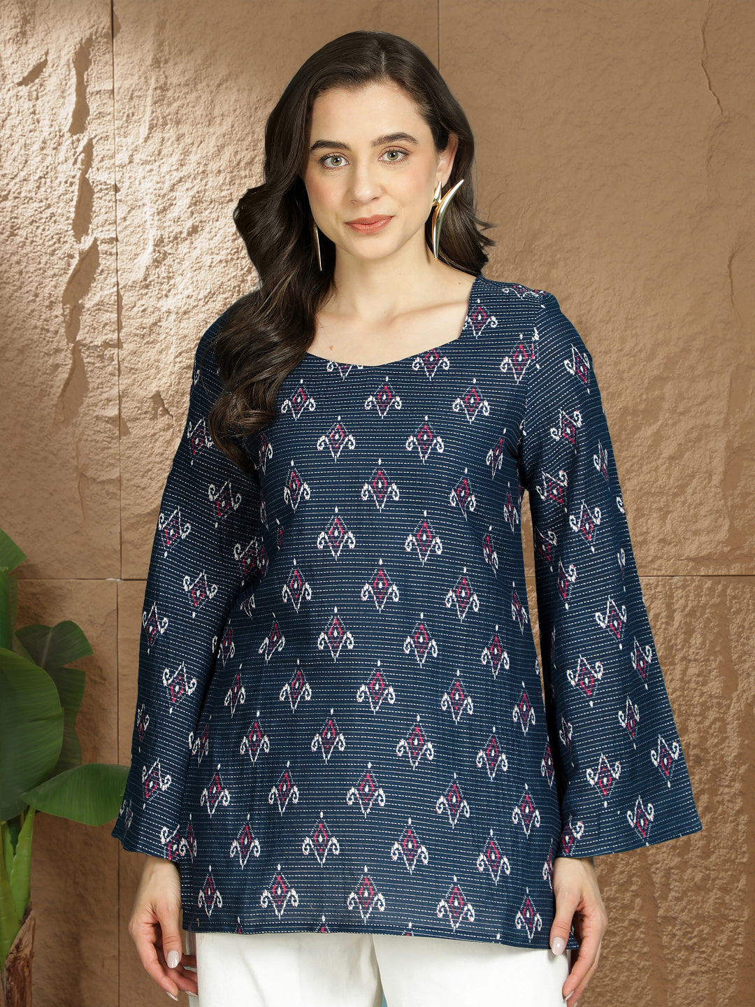 Printed Cotton Long Sleeves Top