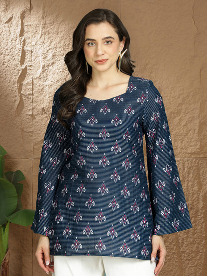 Printed Cotton Long Sleeves Top