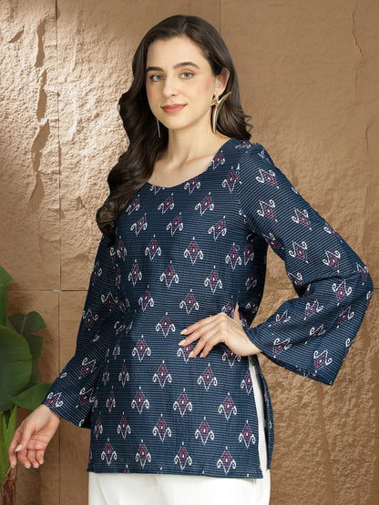 Printed Cotton Long Sleeves Top