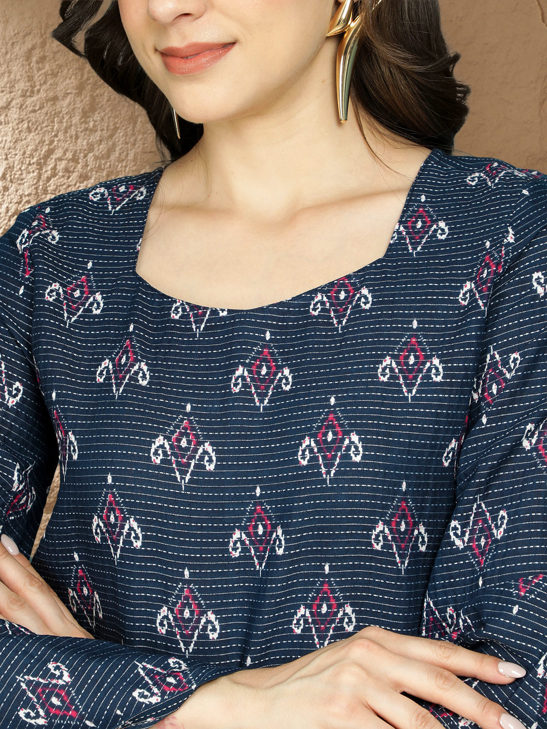 Printed Cotton Long Sleeves Top