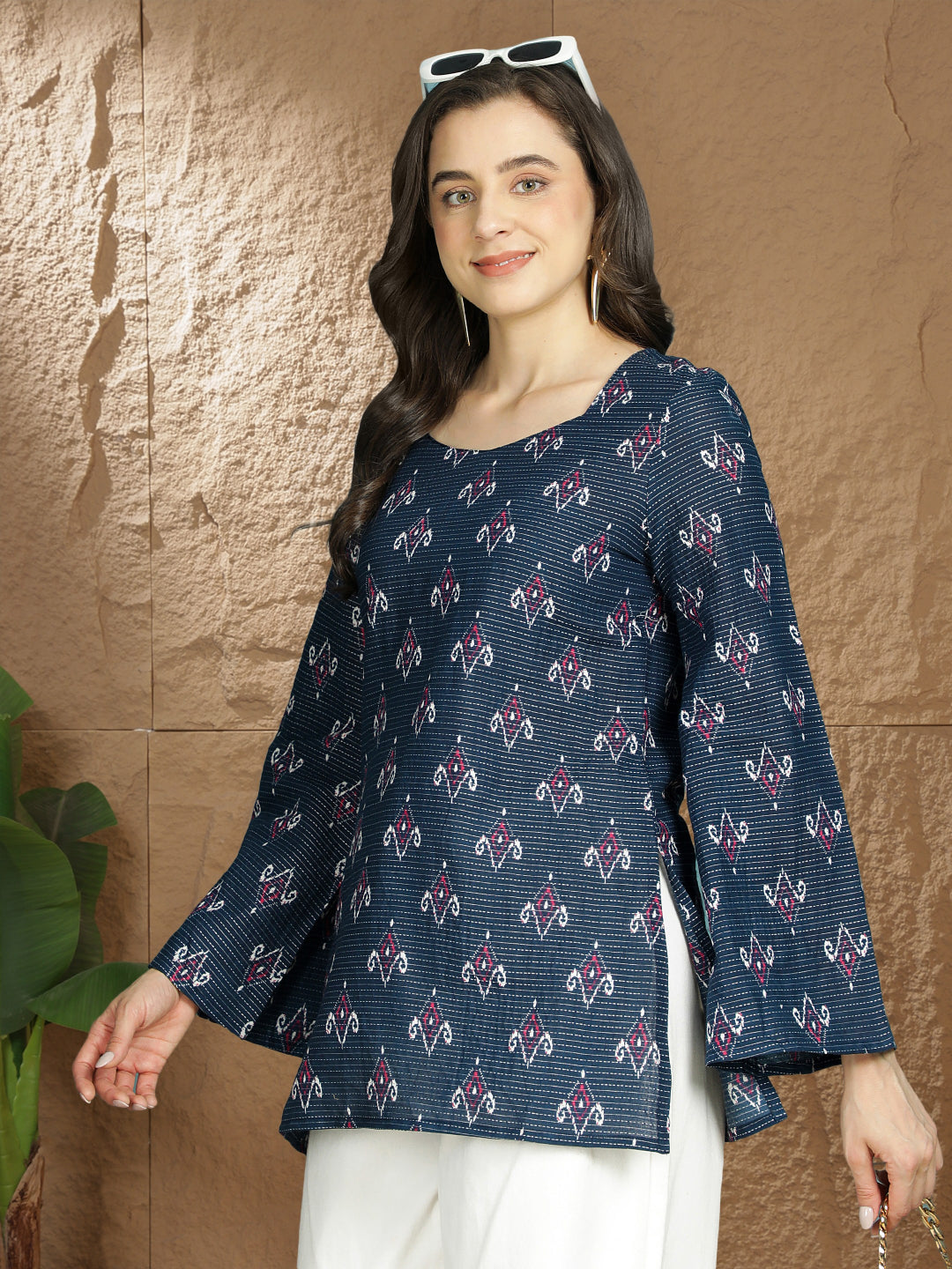 Printed Cotton Long Sleeves Top