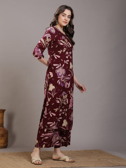 Printed Viscose Rayon Straight Kurta Set