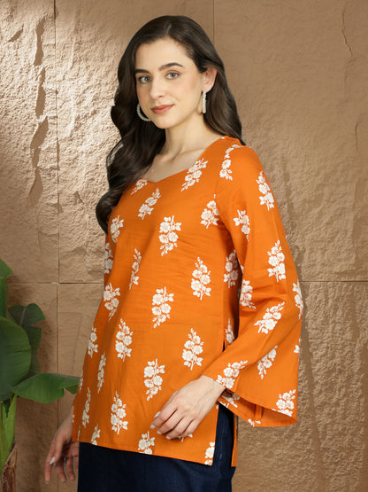 Printed Cotton Long Sleeves Top