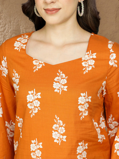 Printed Cotton Long Sleeves Top