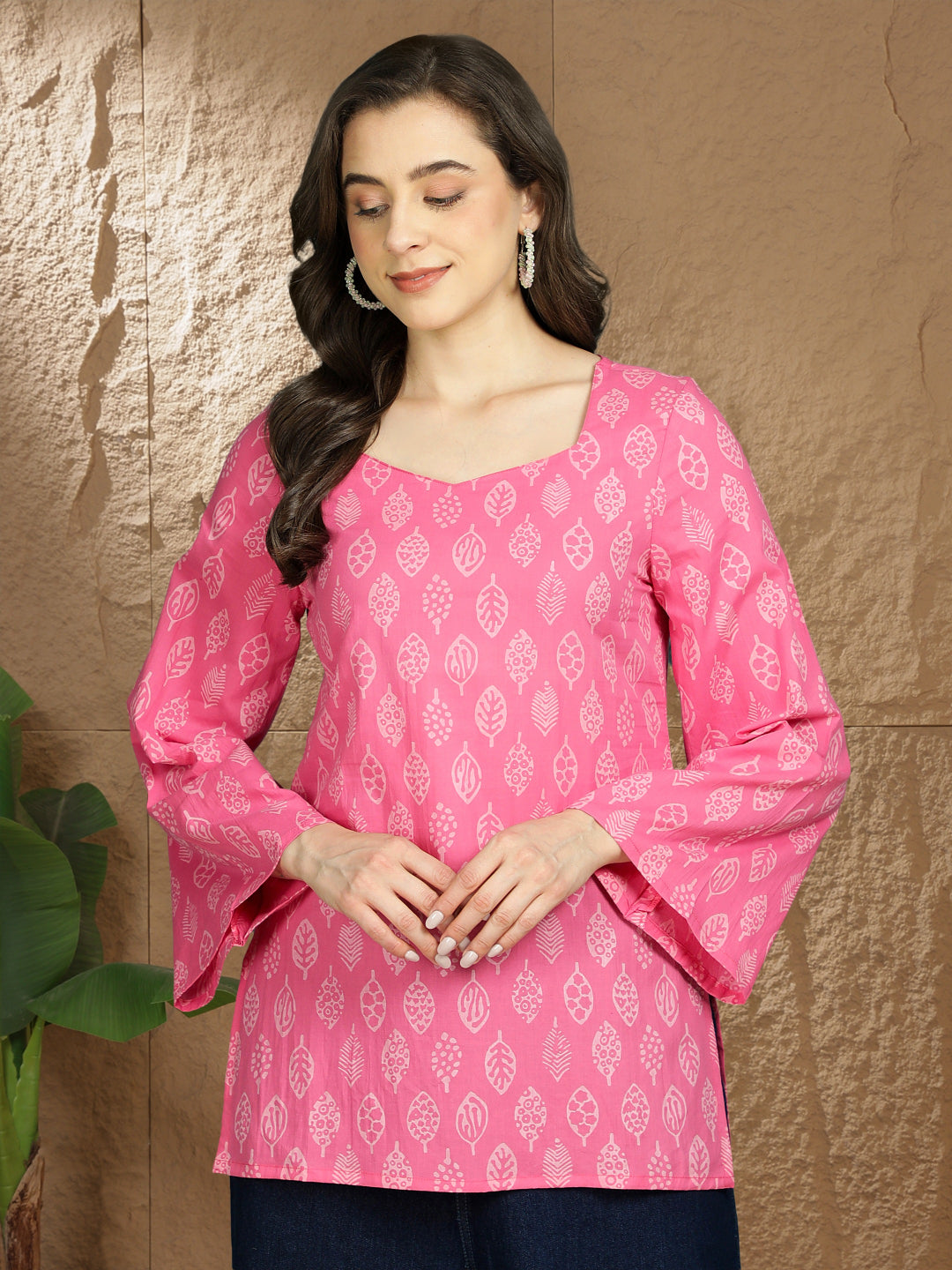 Printed Cotton Long Sleeves Top