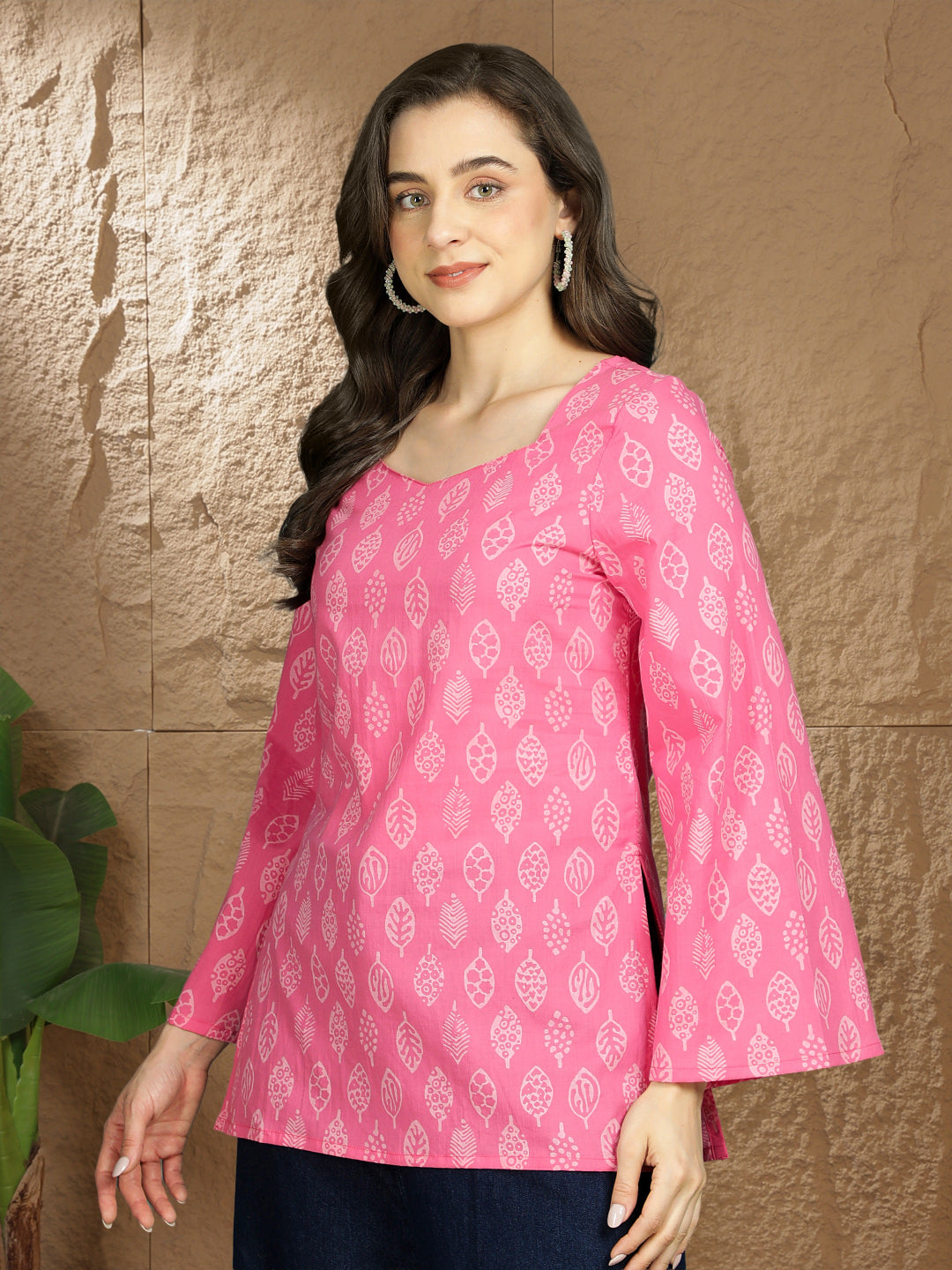Printed Cotton Long Sleeves Top