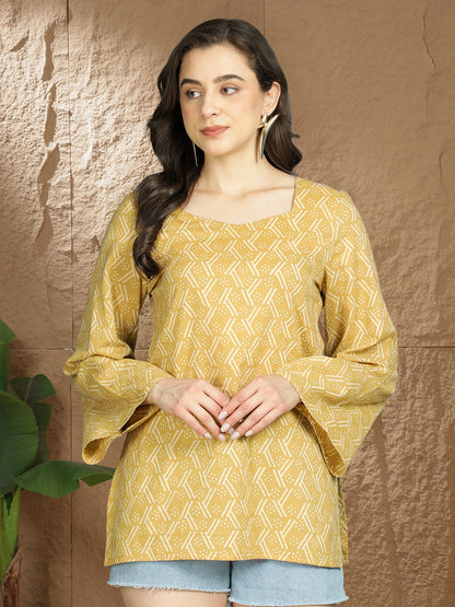 Printed Cotton Long Sleeves Top