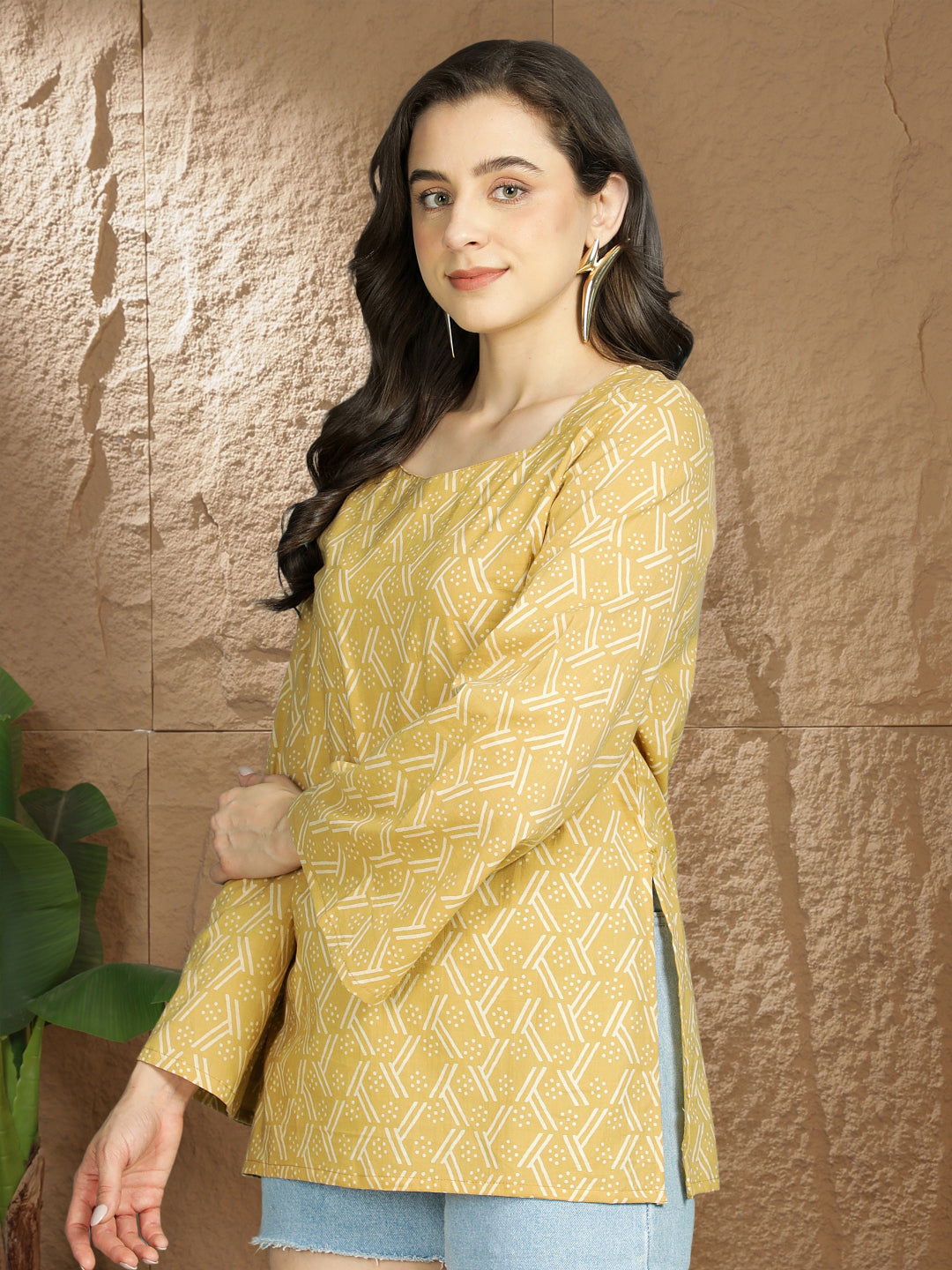 Printed Cotton Long Sleeves Top