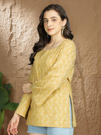 Printed Cotton Long Sleeves Top
