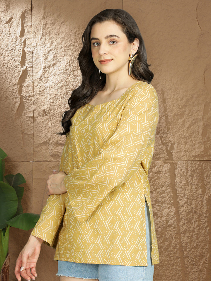 Printed Cotton Long Sleeves Top