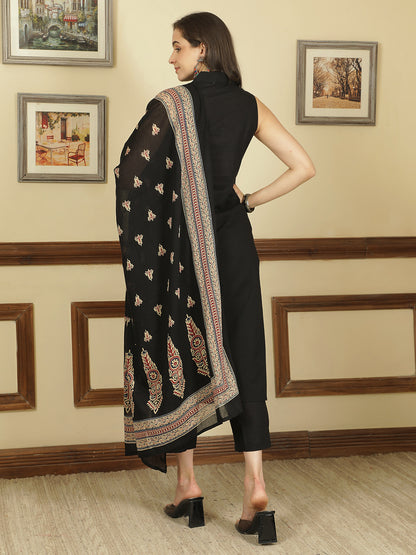 Dyed Pure Cotton Straight Kurta Set With Dupatta
