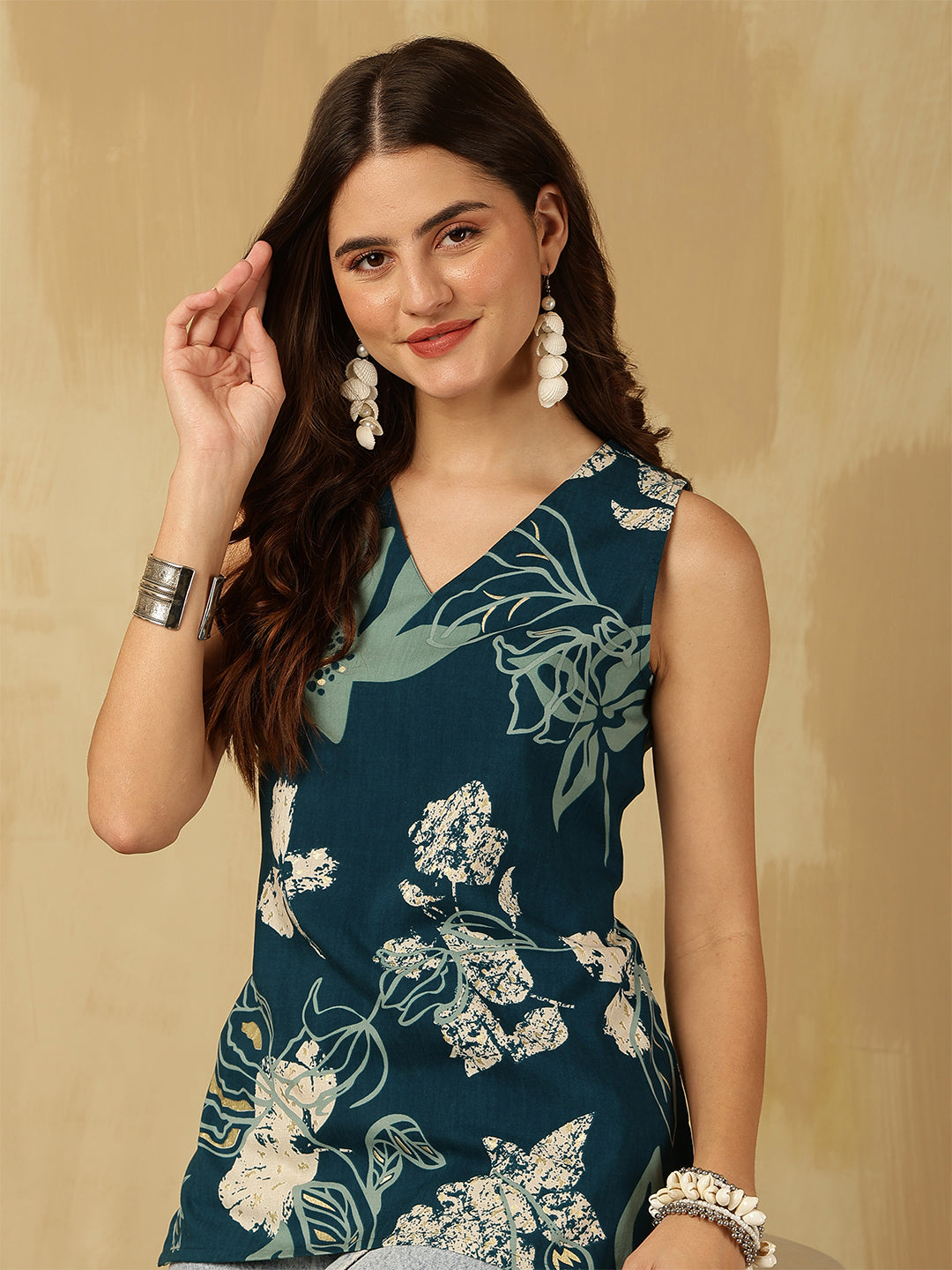 Printed Viscose Rayon Sleeveless Top