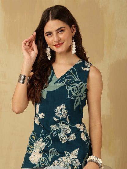 Printed Viscose Rayon Sleeveless Top