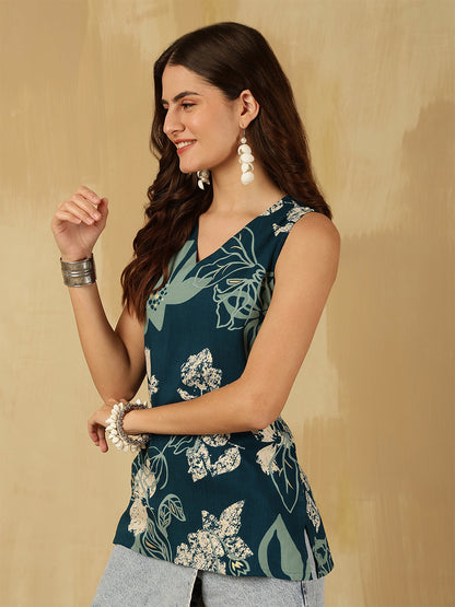 Printed Viscose Rayon Sleeveless Top