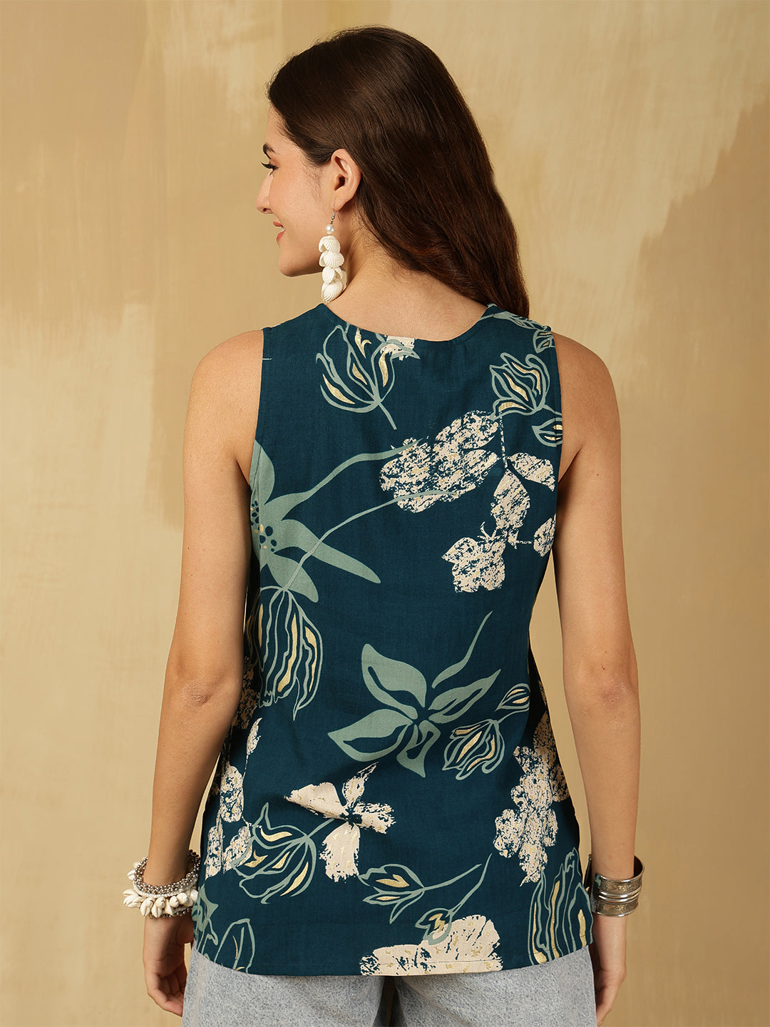 Printed Viscose Rayon Sleeveless Top