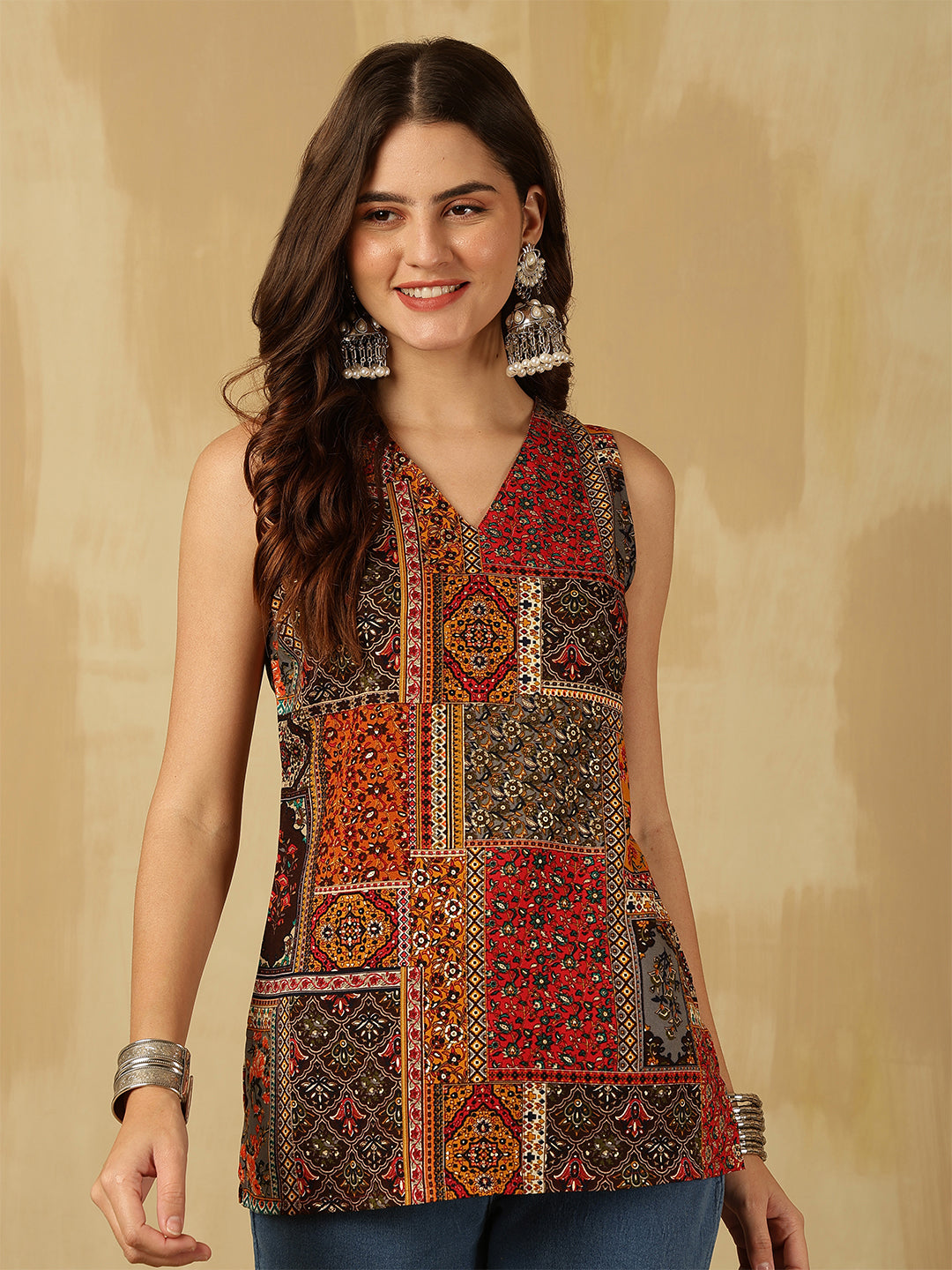 Printed Viscose Rayon Sleeveless Top