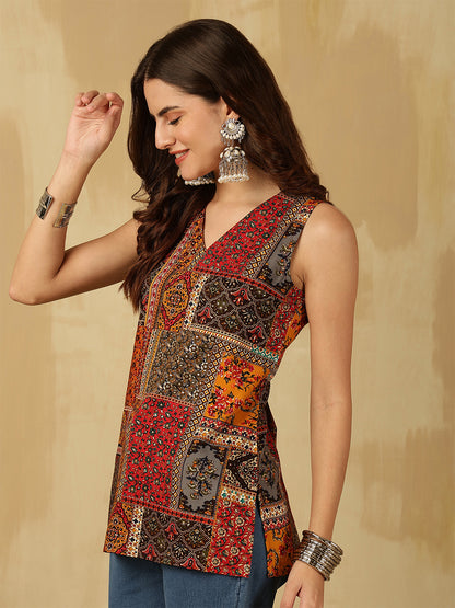 Printed Viscose Rayon Sleeveless Top