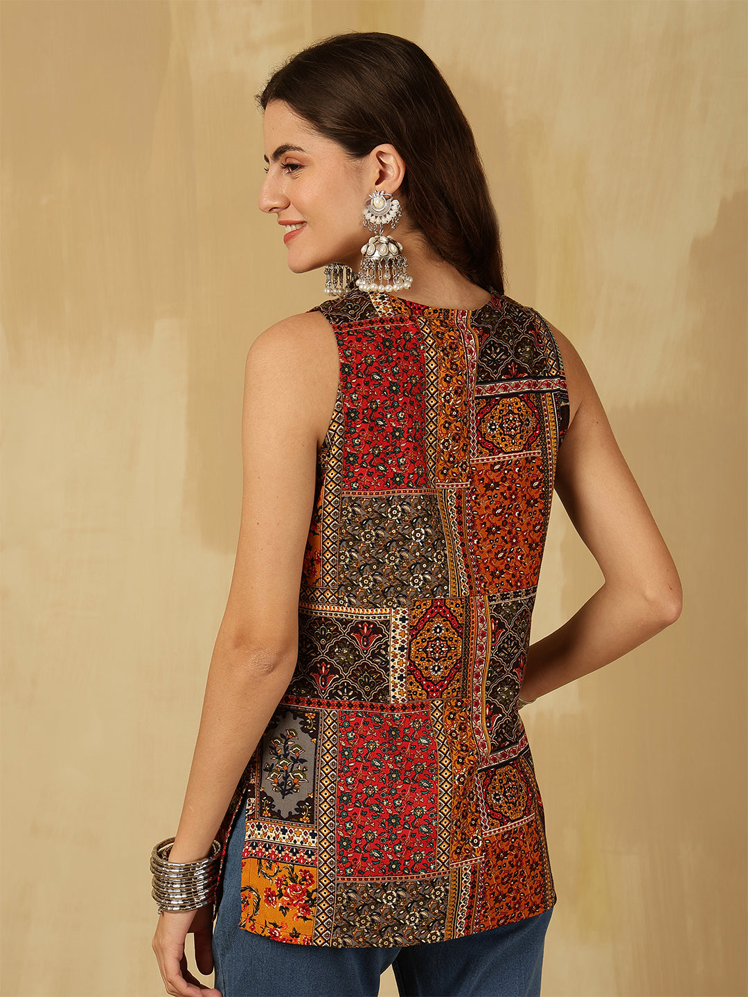 Printed Viscose Rayon Sleeveless Top