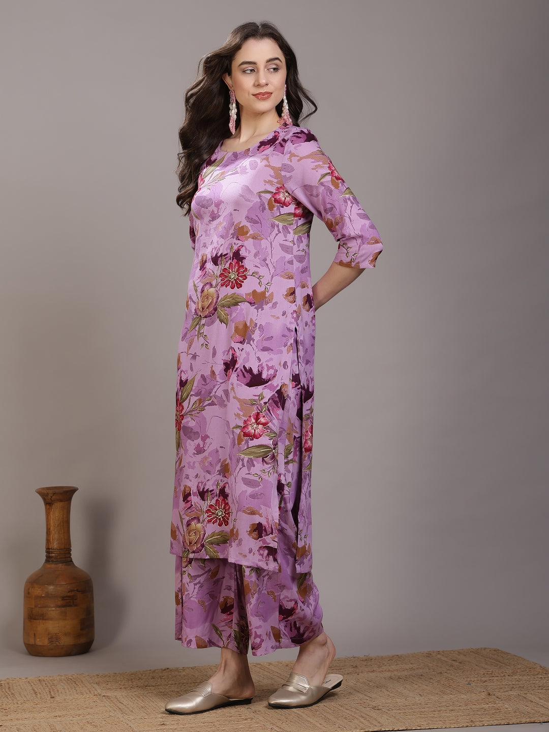 Printed Viscose Rayon Straight Kurta Set