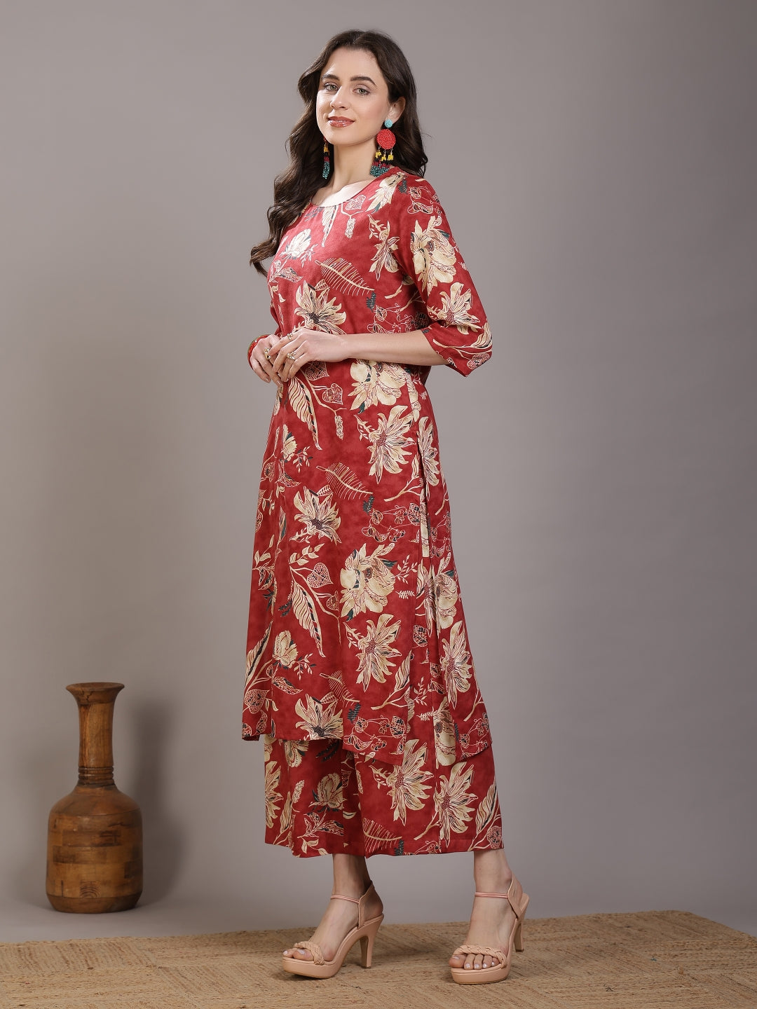 Printed Viscose Rayon Straight Kurta Set