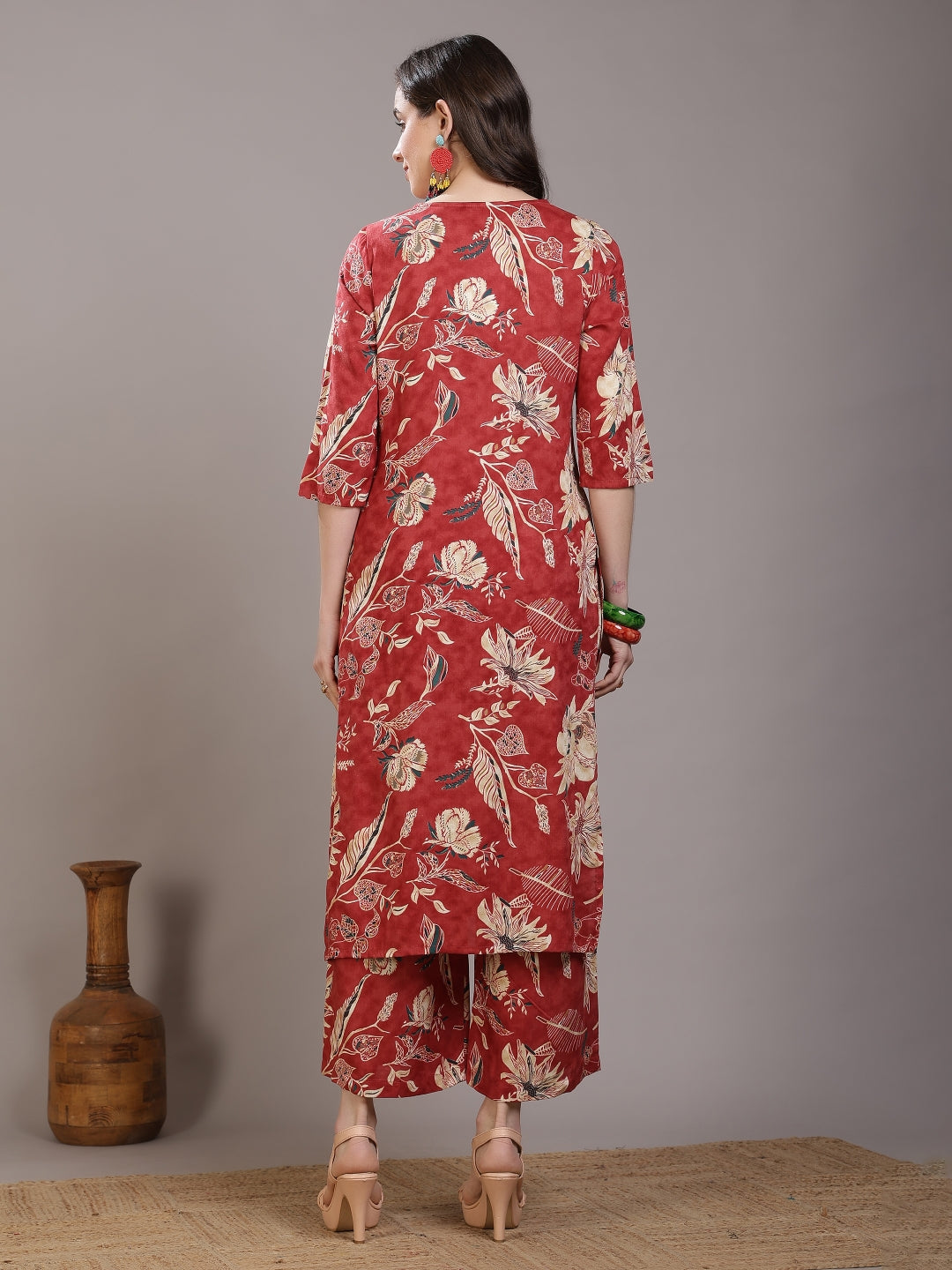 Printed Viscose Rayon Straight Kurta Set