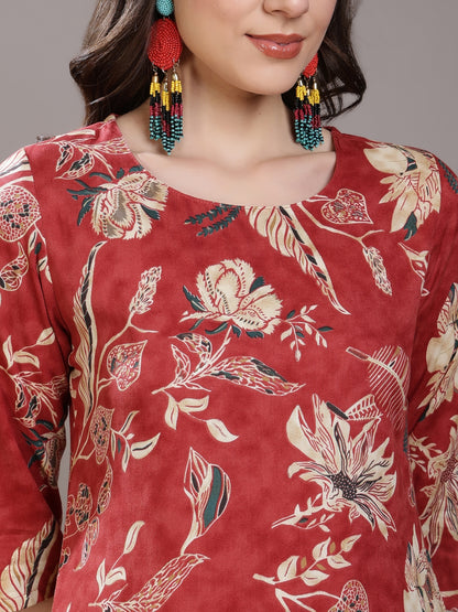 Printed Viscose Rayon Straight Kurta Set