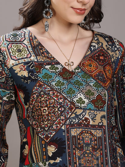 Printed Viscose Rayon Straight Kurta Set