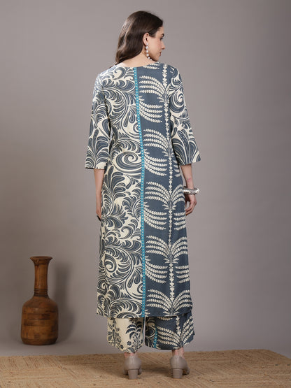 Printed Viscose Rayon Straight Kurta Set
