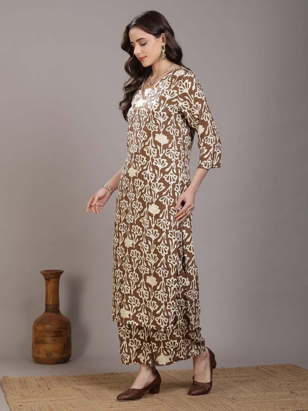 Printed Viscose Rayon Straight Kurta Set