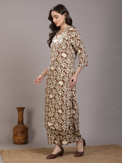Printed Viscose Rayon Straight Kurta Set