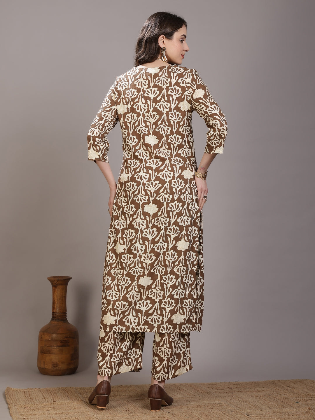 Printed Viscose Rayon Straight Kurta Set