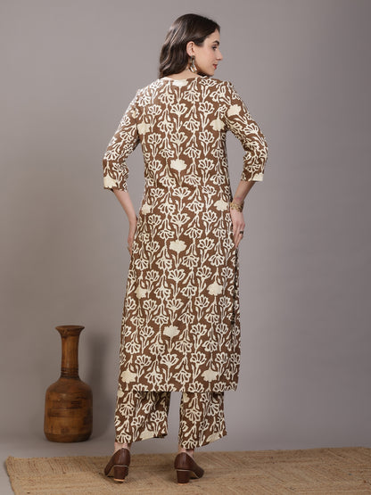 Printed Viscose Rayon Straight Kurta Set