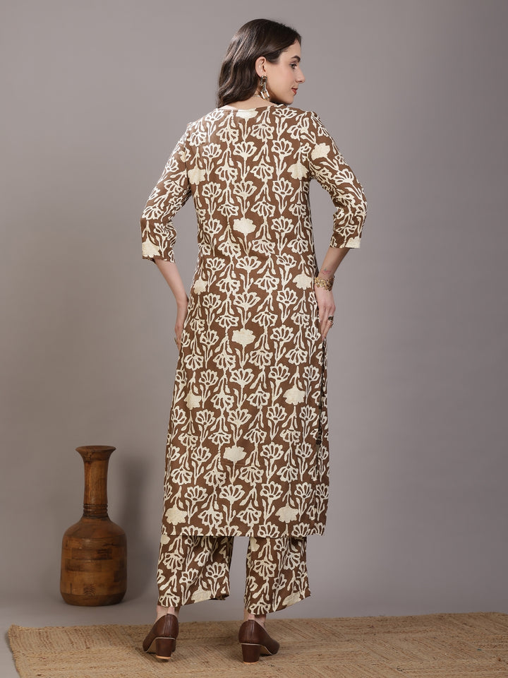 Printed Viscose Rayon Straight Kurta Set
