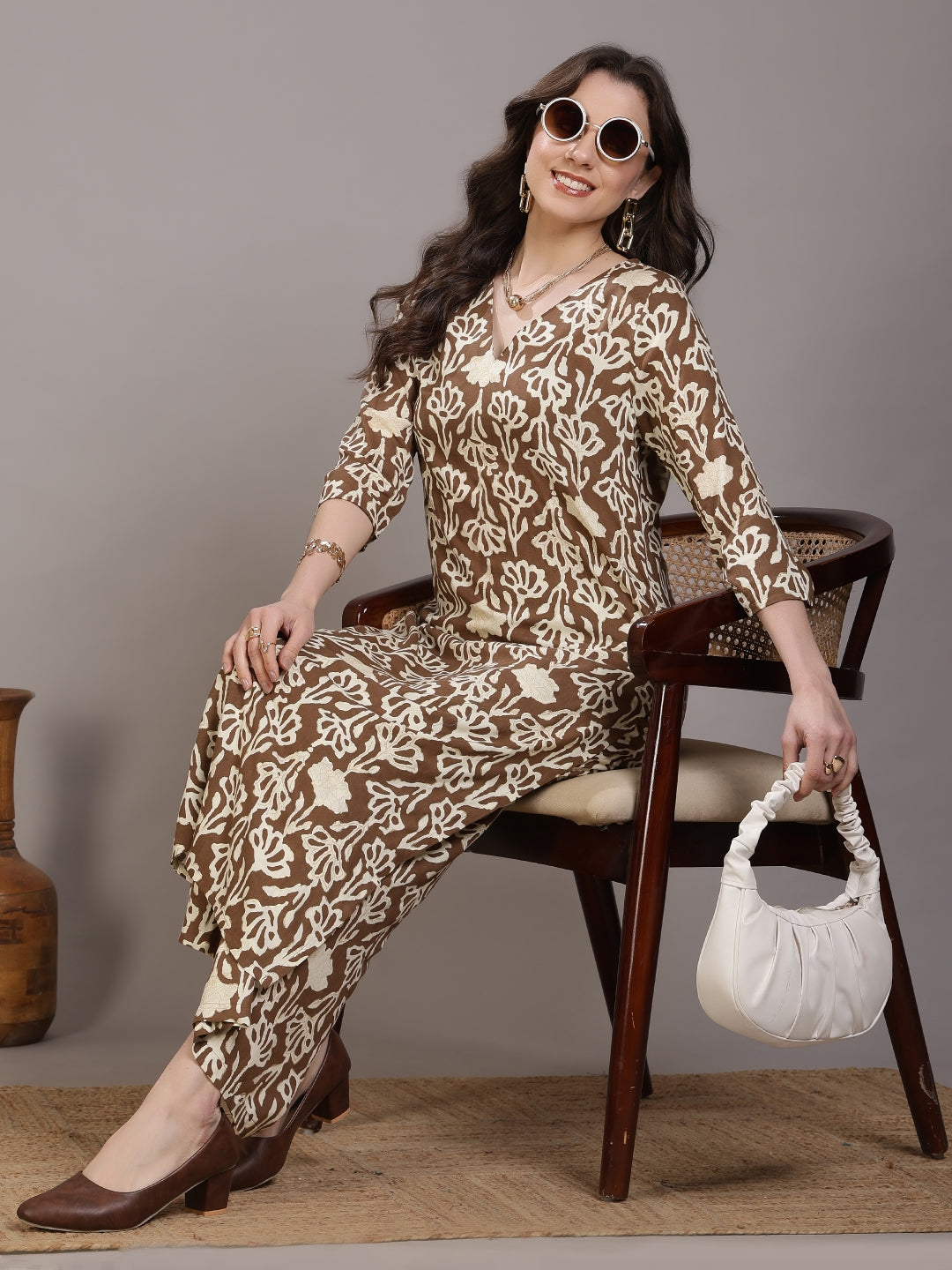 Printed Viscose Rayon Straight Kurta Set