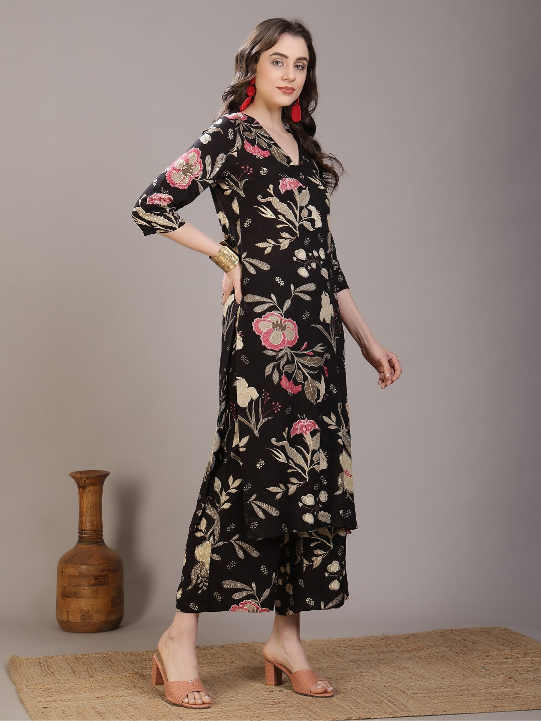 Printed Viscose Rayon Straight Kurta Set