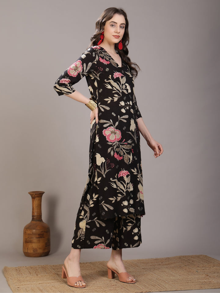 Printed Viscose Rayon Straight Kurta Set