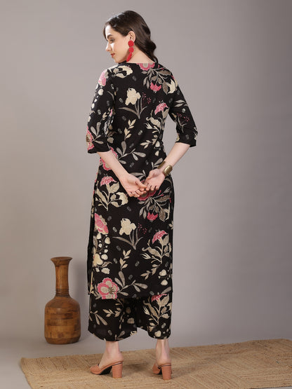Printed Viscose Rayon Straight Kurta Set