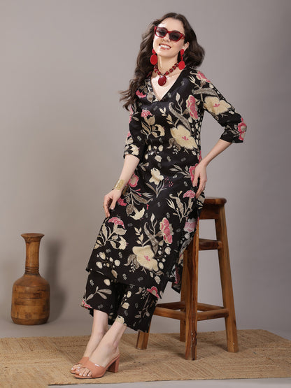 Printed Viscose Rayon Straight Kurta Set