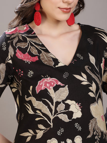 Printed Viscose Rayon Straight Kurta Set