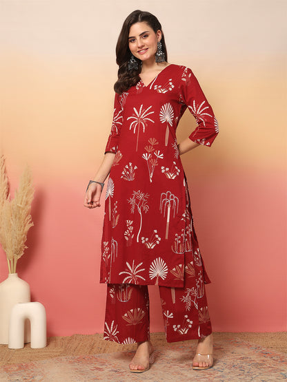 Printed Pure Cotton Straight Kurta Set