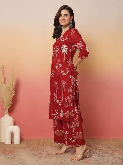 Printed Pure Cotton Straight Kurta Set