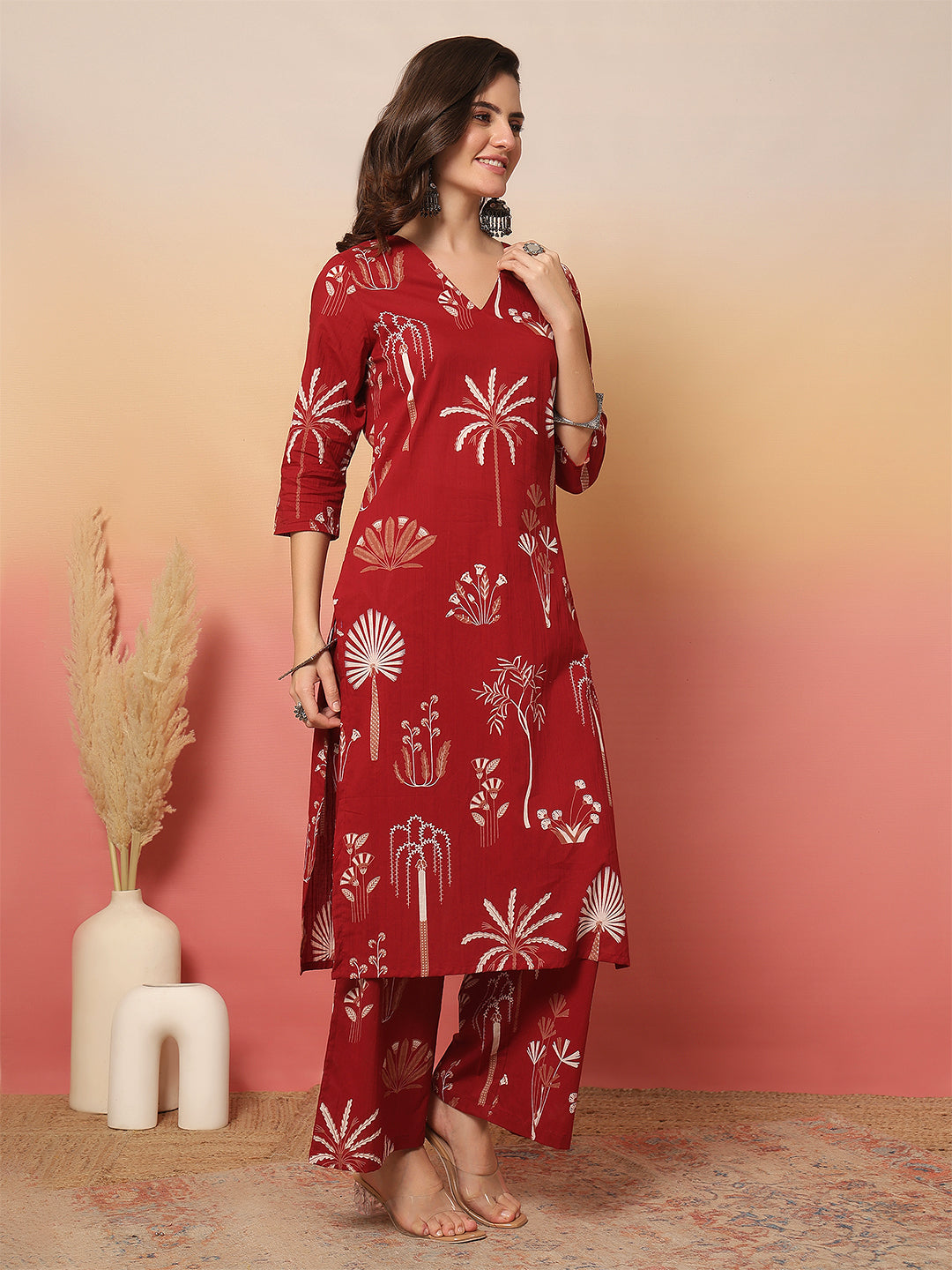 Printed Pure Cotton Straight Kurta Set